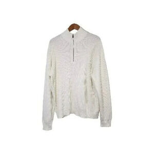 Calvin Klein Sweater Women's XL Ivory 1/4 Zip Mock Neck Pullover Long Sleeve